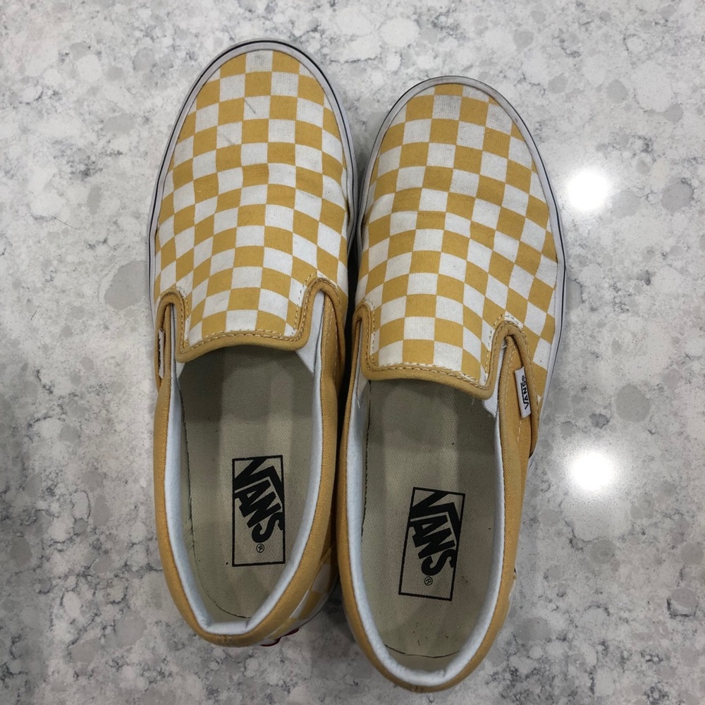 Vans, checkered yellow